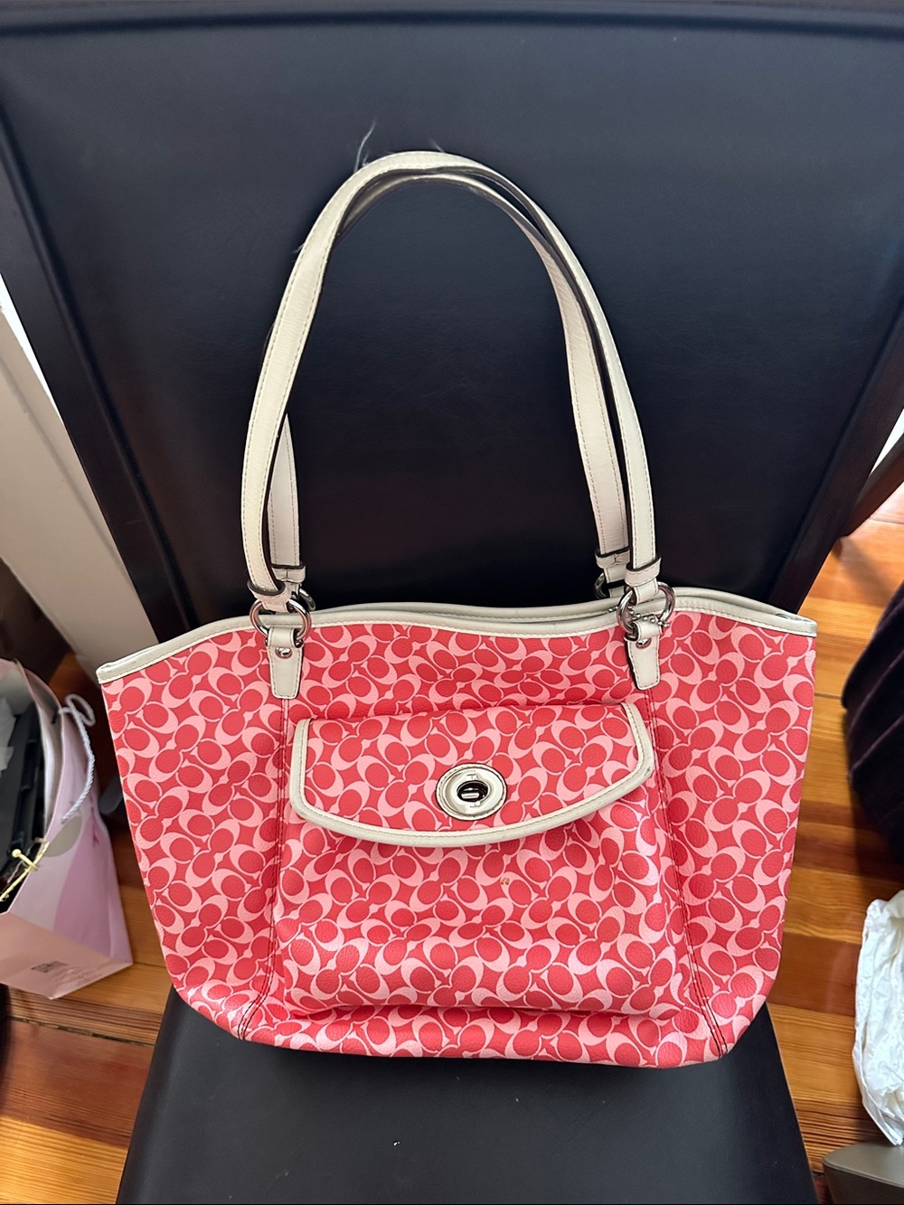 Coach vintage Cream and Coral vintage Tote